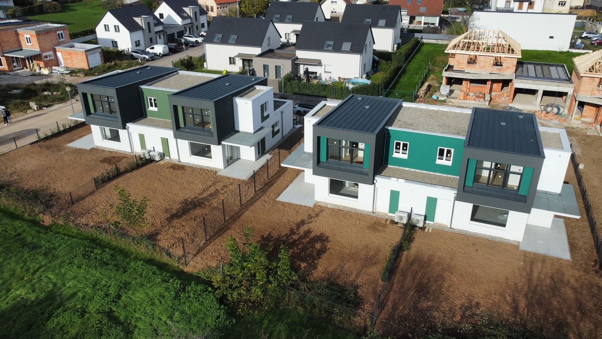 Vue aérienne lotissement des cigognes à Soultz - Projet de maitrise d'oeuvre par LJ PROBAT